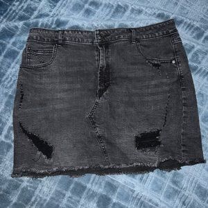 Black ripped jean skirt